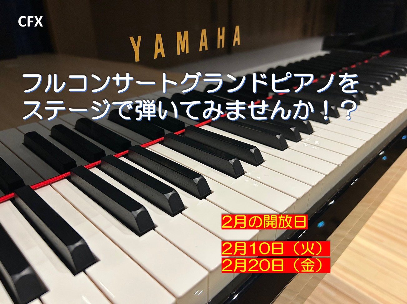 2月のピアノ開放日　2月10日（火）、2月20日（金）